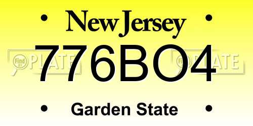 776BO4 New Jersey License Plate