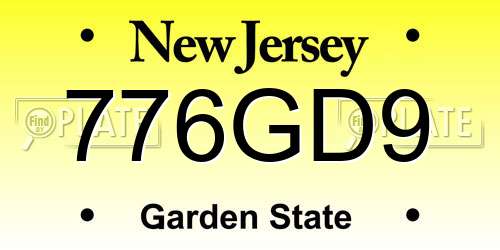 776GD9 New Jersey License Plate