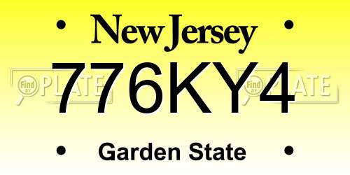 776KY4 New Jersey License Plate