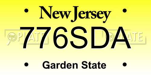 776SDA New Jersey License Plate