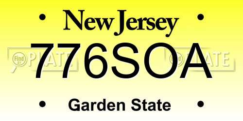 776SOA New Jersey License Plate