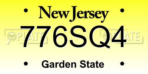 776SQ4 New Jersey License Plate