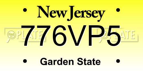 776VP5 New Jersey License Plate