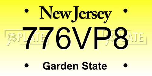 776VP8 New Jersey License Plate