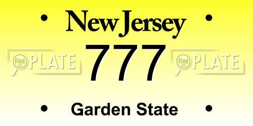 777 New Jersey License Plate