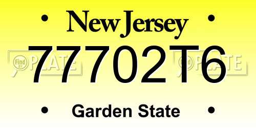 77702T6 New Jersey License Plate