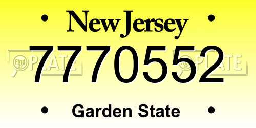 7770552 New Jersey License Plate