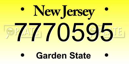 7770595 New Jersey License Plate
