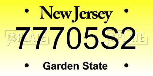 77705S2 New Jersey License Plate