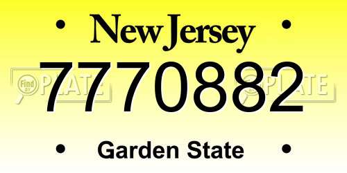 7770882 New Jersey License Plate