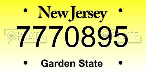 7770895 New Jersey License Plate