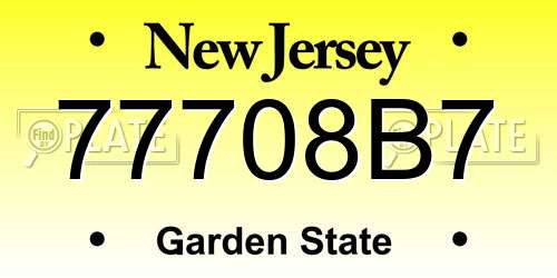 77708B7 New Jersey License Plate