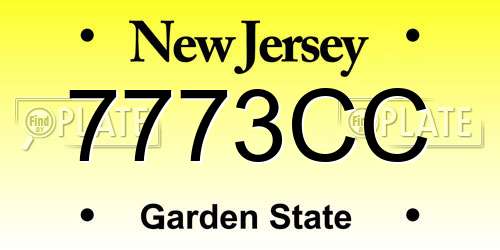 7773CC New Jersey License Plate