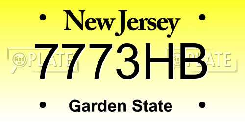 7773HB New Jersey License Plate