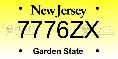 7776ZX New Jersey License Plate