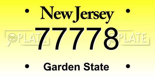 77778 New Jersey License Plate