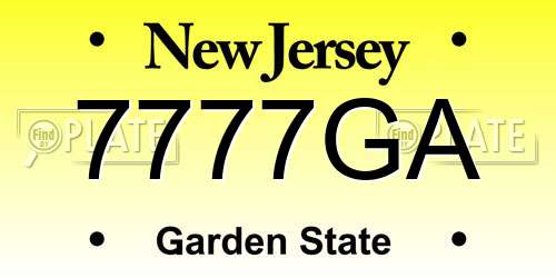 7777GA New Jersey License Plate
