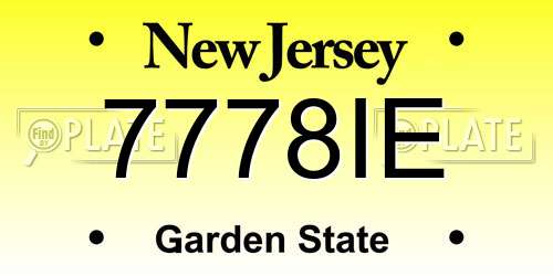 7778IE New Jersey License Plate