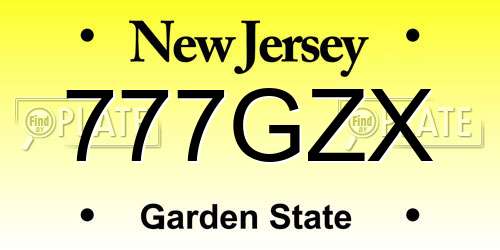 777GZX New Jersey License Plate