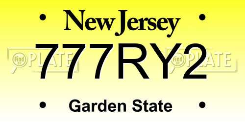 777RY2 New Jersey License Plate