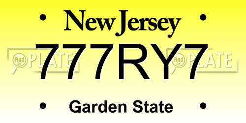 777RY7 New Jersey License Plate