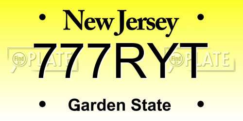 777RYT New Jersey License Plate