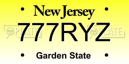 777RYZ New Jersey License Plate