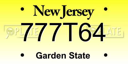 777T64 New Jersey License Plate