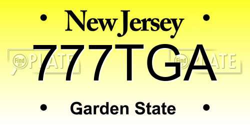 777TGA New Jersey License Plate
