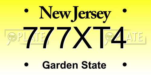 777XT4 New Jersey License Plate