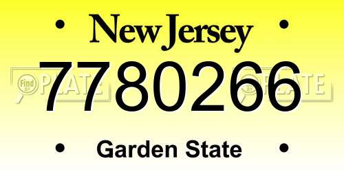 7780266 New Jersey License Plate