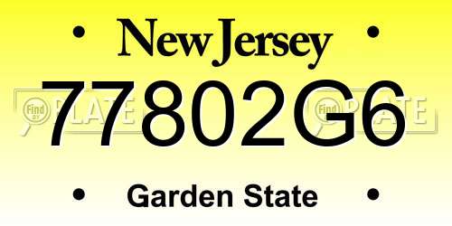 77802G6 New Jersey License Plate
