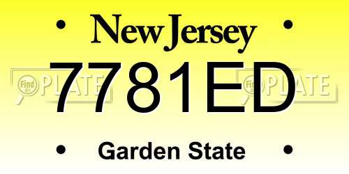 7781ED New Jersey License Plate