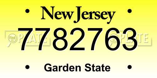 7782763 New Jersey License Plate