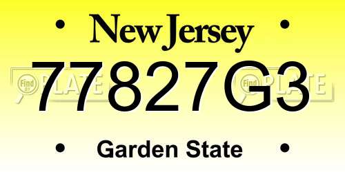 77827G3 New Jersey License Plate