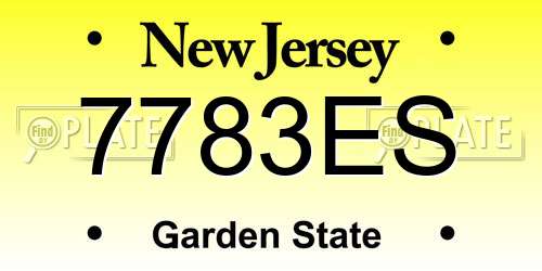 7783ES New Jersey License Plate