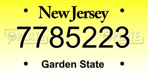 7785223 New Jersey License Plate