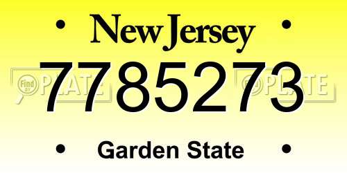 7785273 New Jersey License Plate
