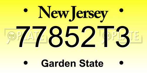 77852T3 New Jersey License Plate