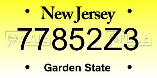77852Z3 New Jersey License Plate