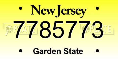 7785773 New Jersey License Plate
