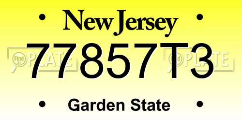 77857T3 New Jersey License Plate