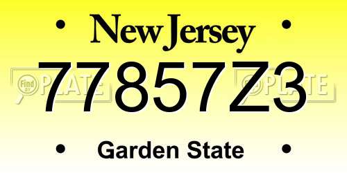 77857Z3 New Jersey License Plate