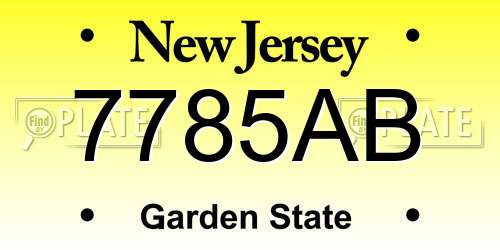 7785AB New Jersey License Plate