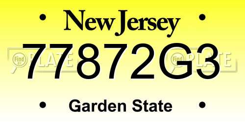 77872G3 New Jersey License Plate