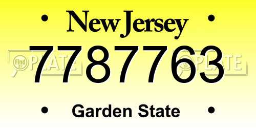 7787763 New Jersey License Plate