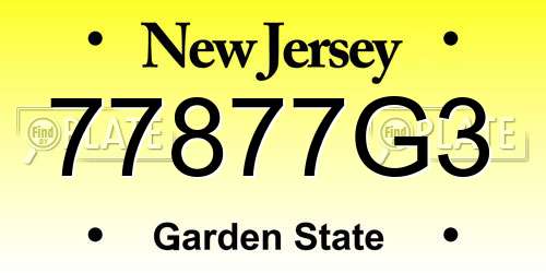77877G3 New Jersey License Plate