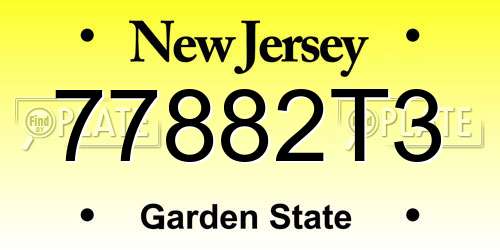 77882T3 New Jersey License Plate
