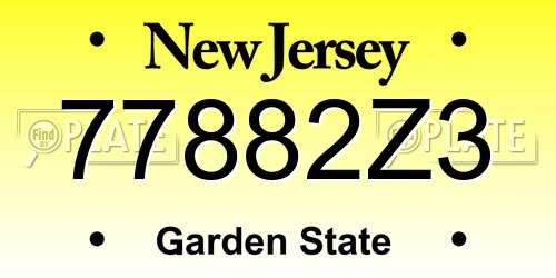 77882Z3 New Jersey License Plate