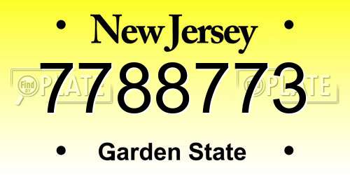 7788773 New Jersey License Plate